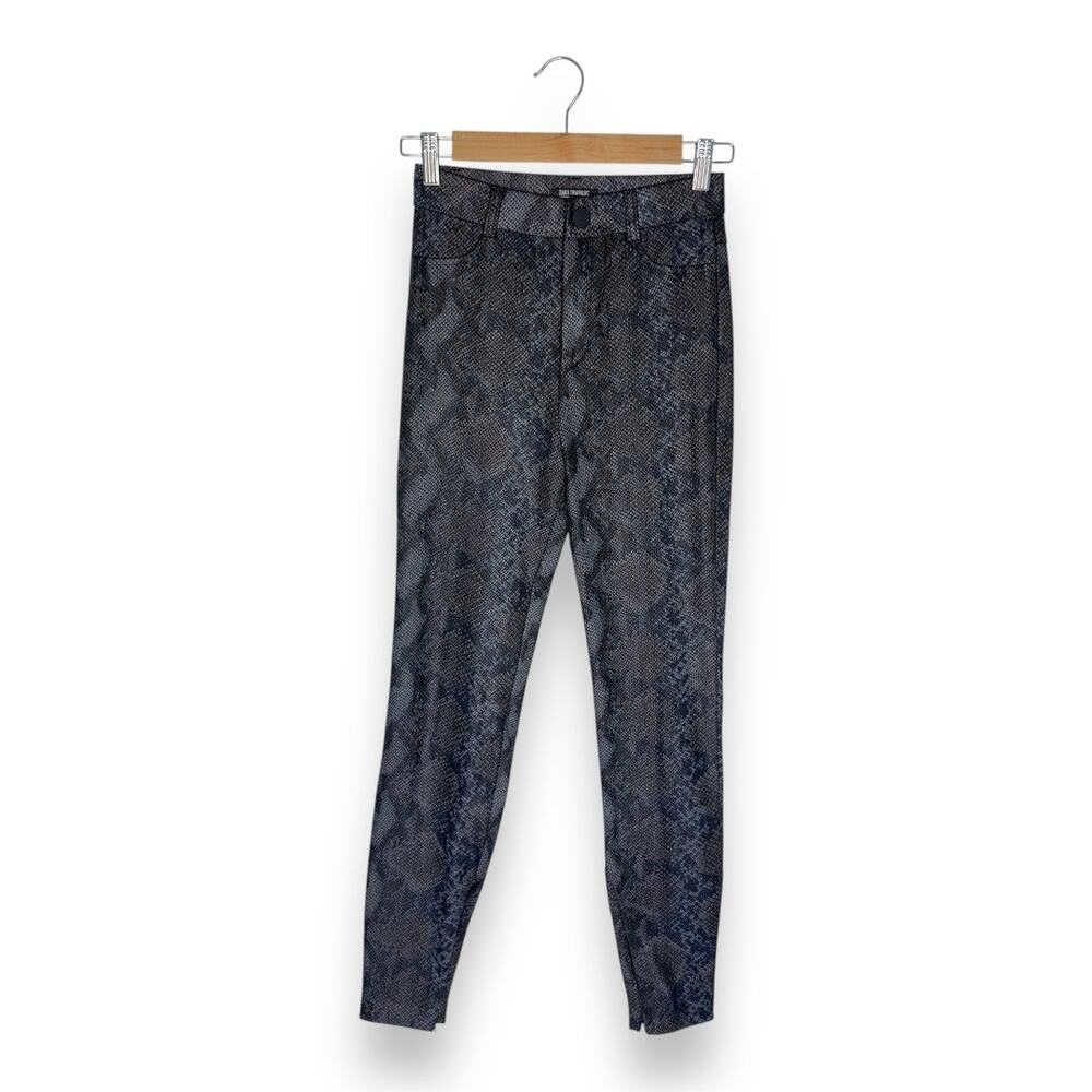 Zara Trafaluc Women's Snake Skin Print Leggings Size XS Blue Black Zipper Leg